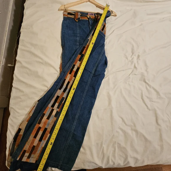 RARE VINTAGE 70s Suede Patchwork Wideleg Bell Bottoms Jeans - Picture 8 of 12